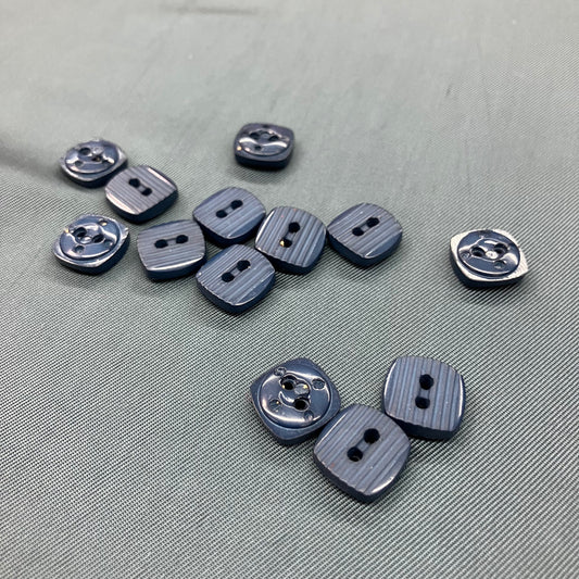 Squarish Ribbed Navy Buttons - set of 13