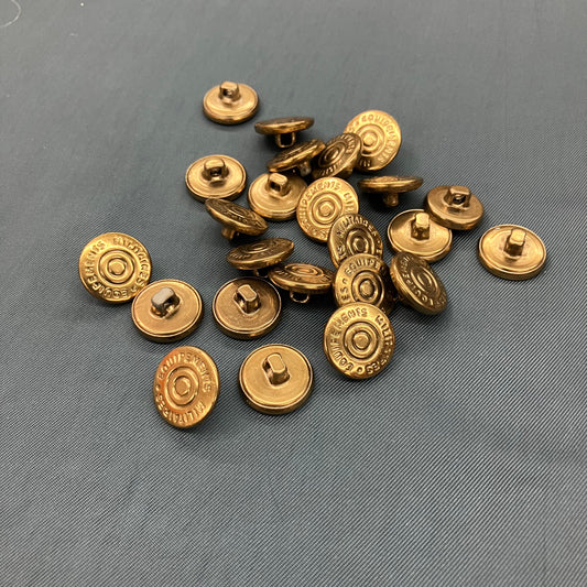 Brass-Toned Shank Buttons - set of 24