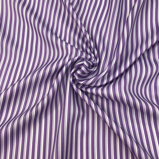 Purple Striped Poly Shirting - 2 yards