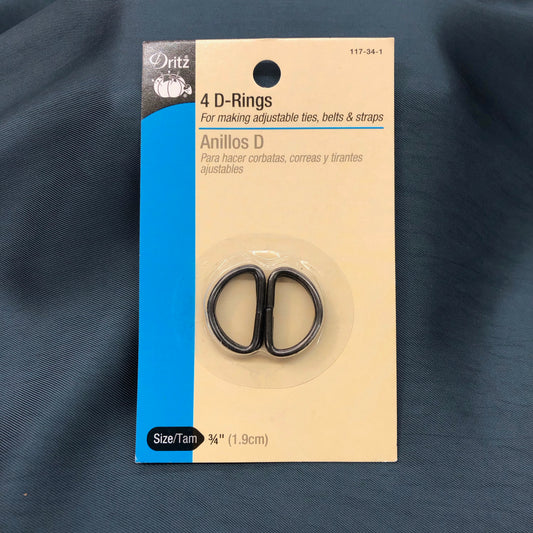 4 D-ring buckles, 3/4" black metal