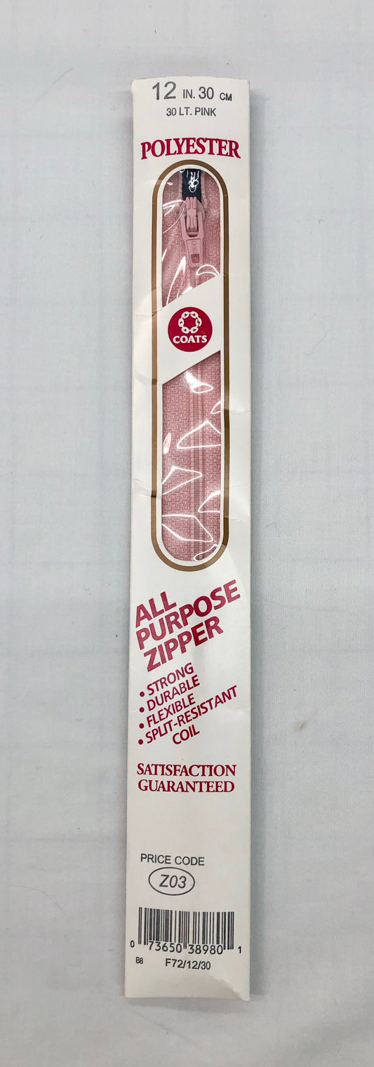 Zipper - 12" nylon - Pink