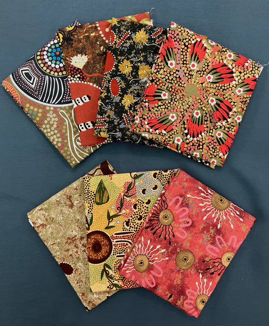 Quilt Bundle - Aboriginal-Style Prints - 7 Fat Quarters