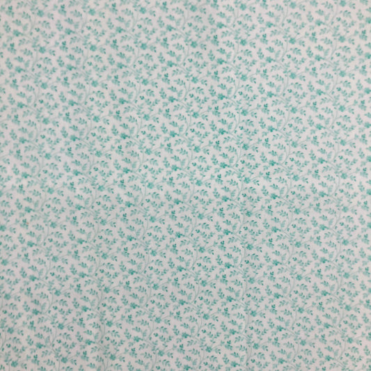 Quilting Cotton - White with Mint Sprigs - 1 yard