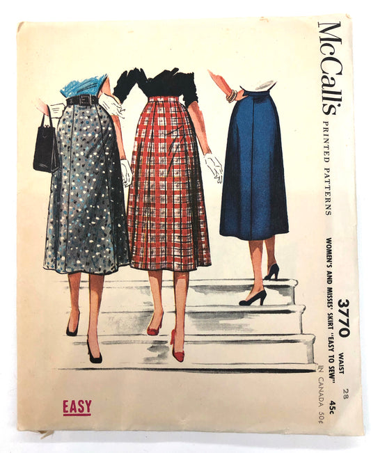 1956 Vintage Pattern - Women's and Misses Skirt - 28" waist